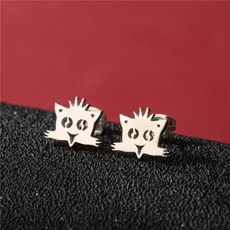 Lovely Small Cat Earrings Women Multiple Animal Stainless Steel Earings Fashion Jewelry Kitten Kitty Ear Studs Girls Gift