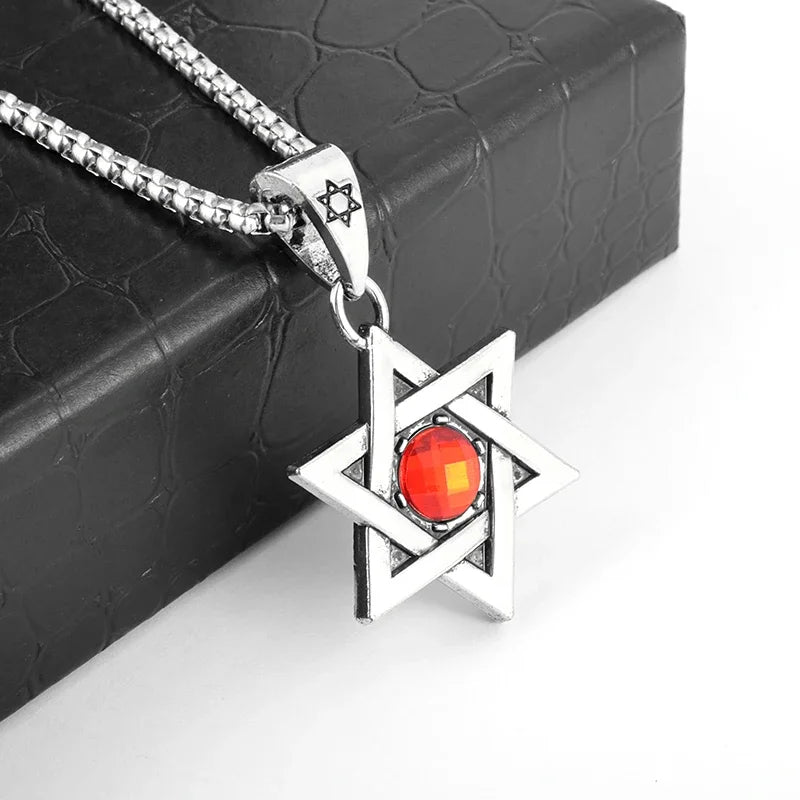 New Fashion Zircon Star of David Pendant Men Women Trend Charm Hexagonal Star Necklace Daily Casual Jewelry Gift