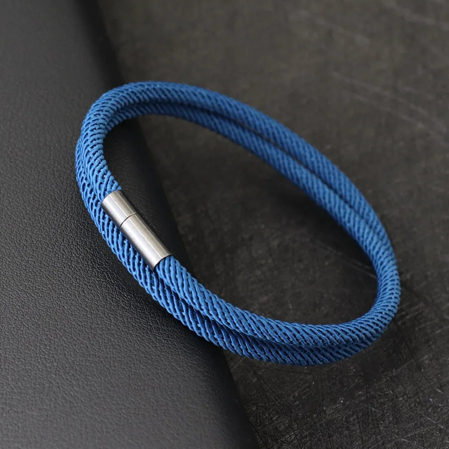 Noter New Arrival Mens Rope Bracelet 4mm Nylon Double Layer Lucky Thread Braclet Nickel Black Detachable Buckle Gift For Him