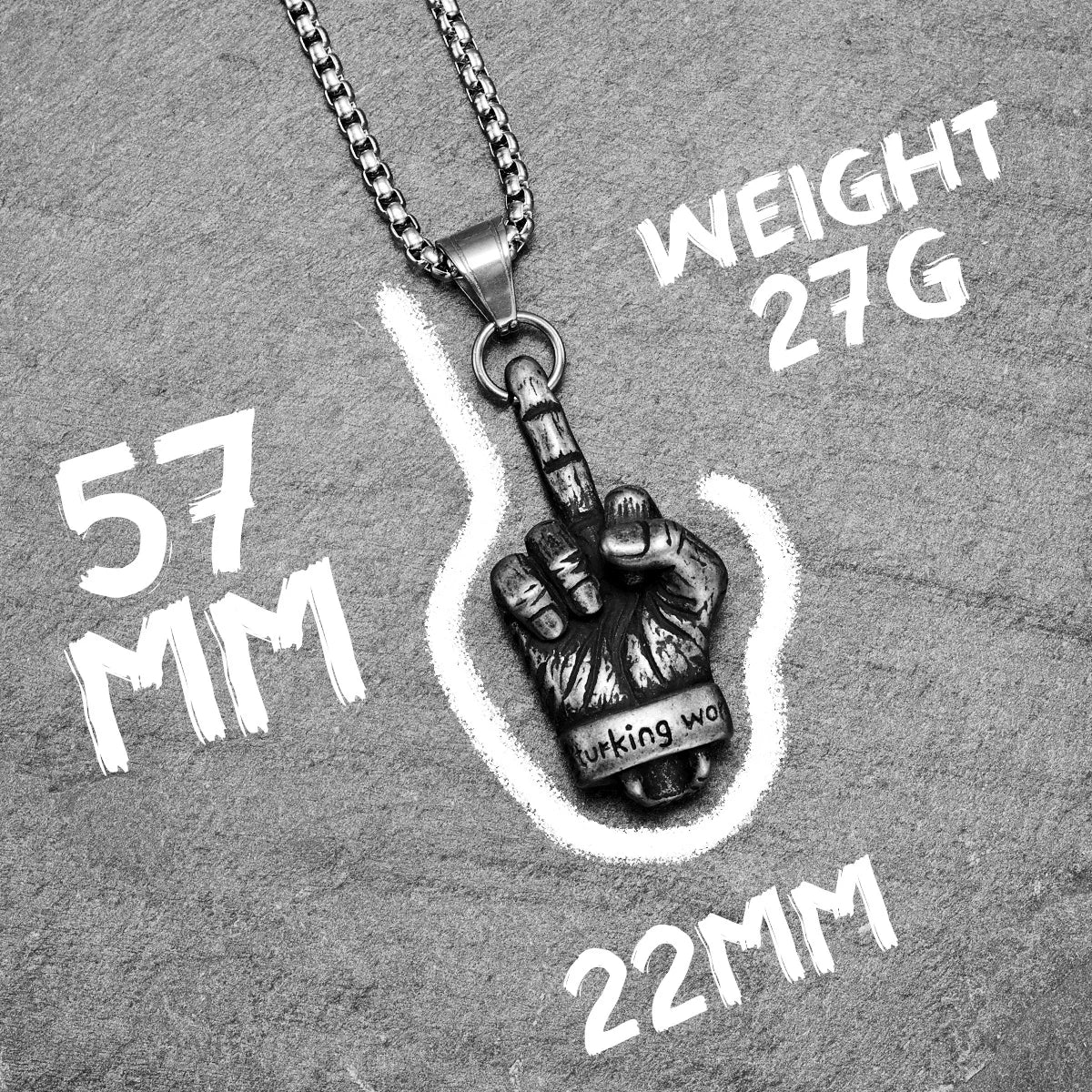 Middle Finger Necklace 316L Stainless Steel Men Skull Pendant Retro Chain Punk Rock Rap for Rider Male Jewelry Gift Dropshipping