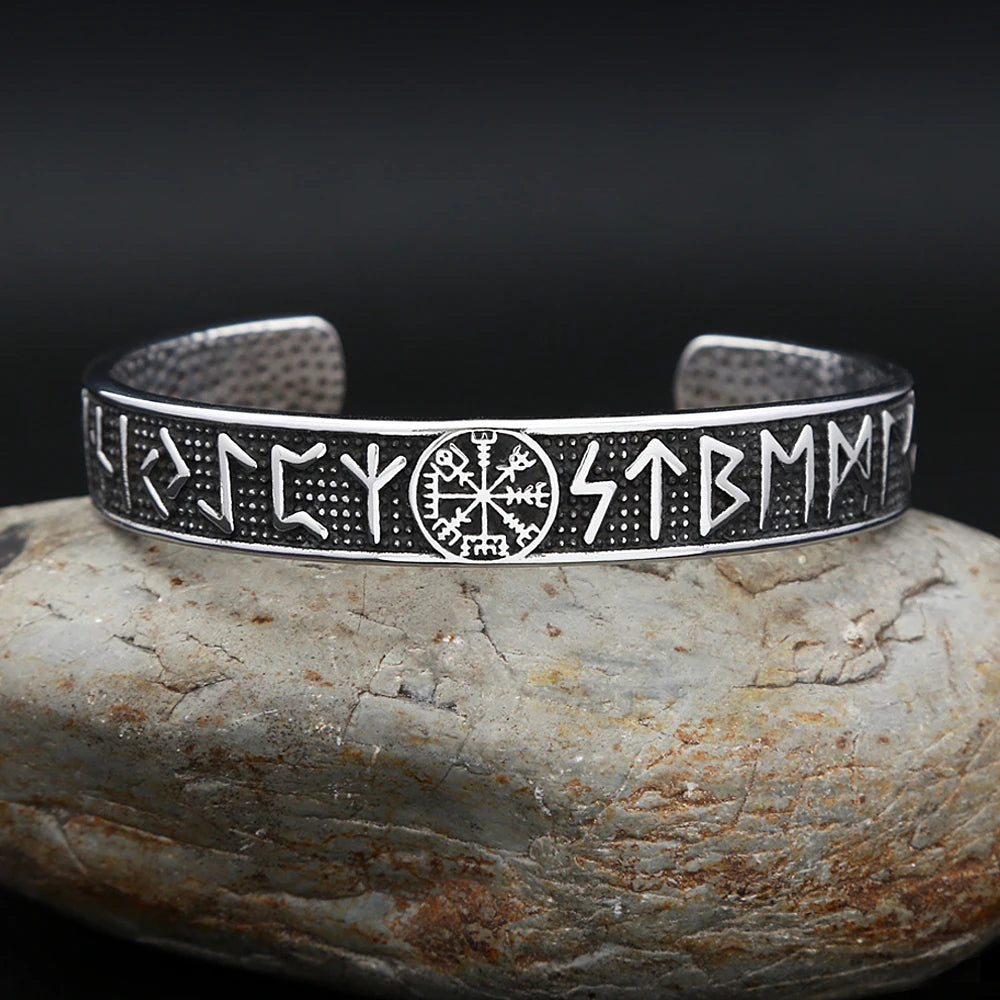 Vintage Nordic Viking Compass Bracelet Punk 316L Stainless Steel Vikings Rune Men Bangles Biker Amulet Jewelry Gift Dropshipping