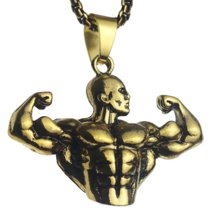 Fashion Barbell Dumbbell Pendant Men\\\'s Gym Weightlifting Necklace Women\\\'s Fitness Bodybuilding Sports Jewelry