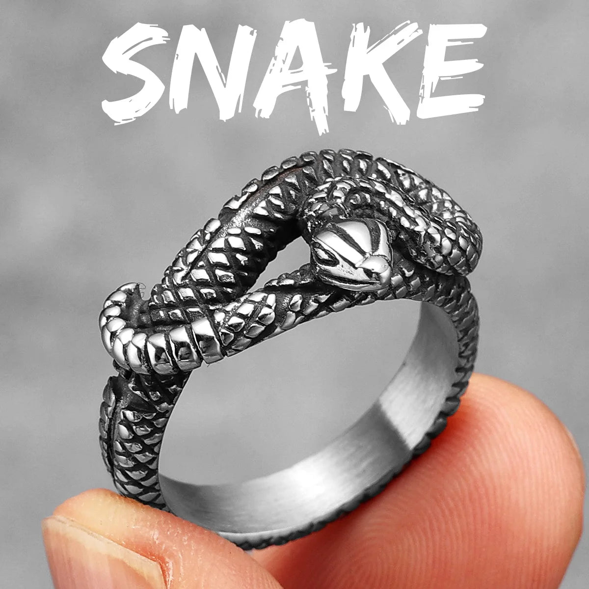 Double Snake Ring 316L Stainless Steel Men Rings Animal Punk Rock for Male Rider Jewelry Accessories Creativity Gift Wholesale