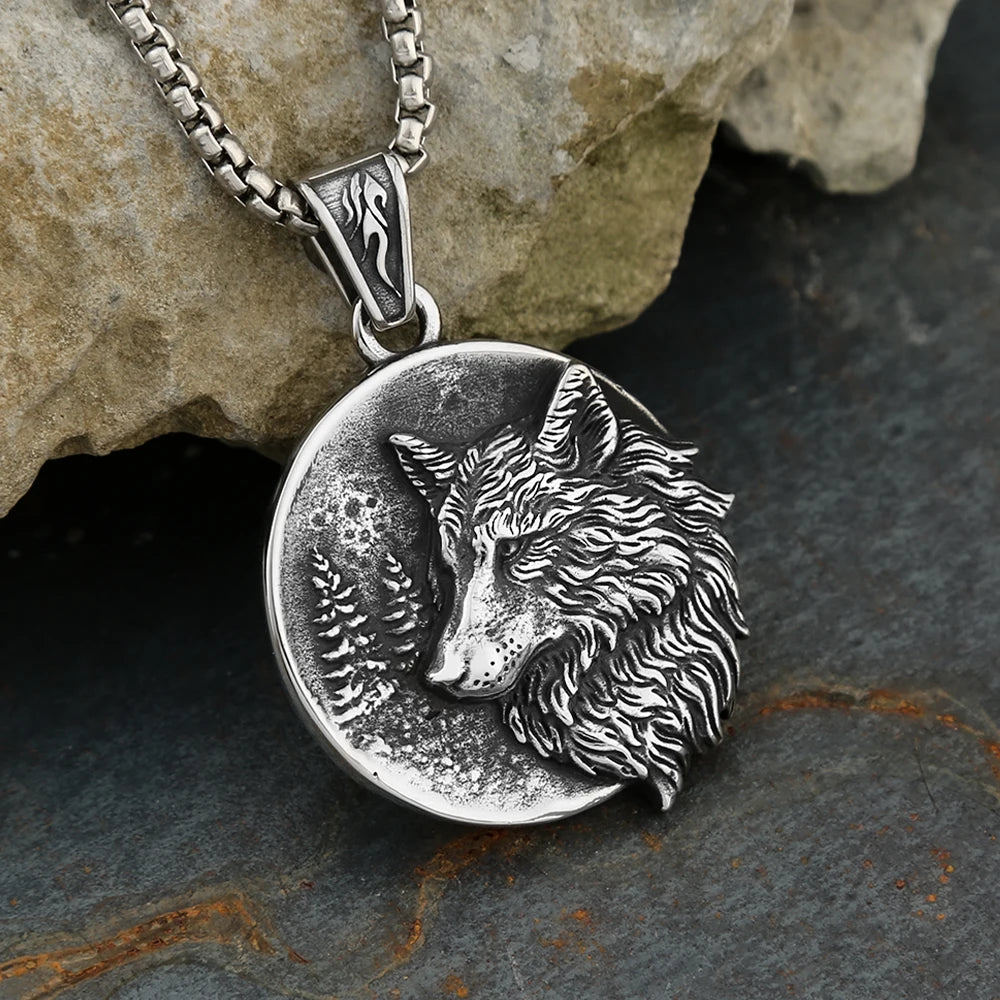 Punk Vintage Edelstahl Wolf Kopf Anhänger Halsketten Für Männer Mode Biker Vikings Tier Amulett Schmuck Geschenke Dropshipping