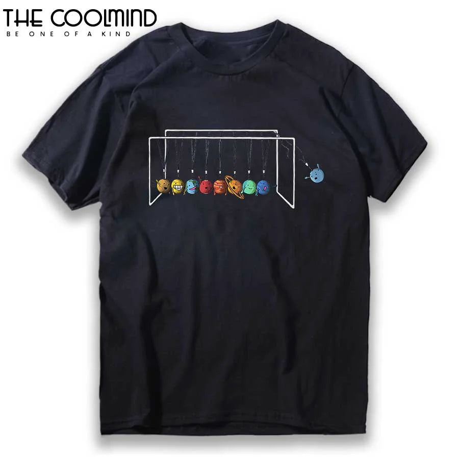 COOLMIND 100% Cotton Short Sleeve Space Funny Men T Shirt Casual Cool Summer Men T Shirt Male o-neck Loose Mens Tee Shirts