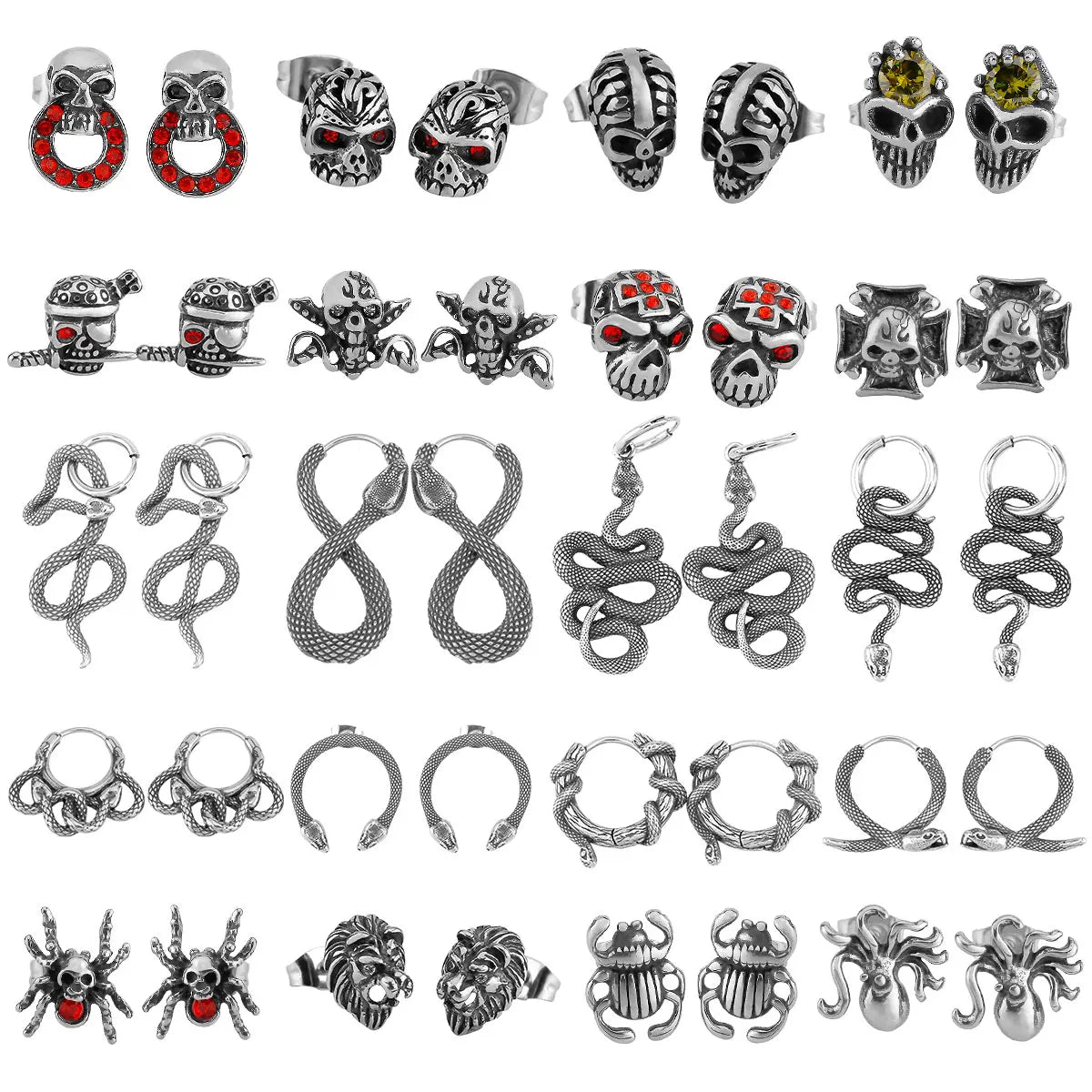 Factory direct skull earrings animal stainless steel earrings fashion jewelry for men and women wholesale