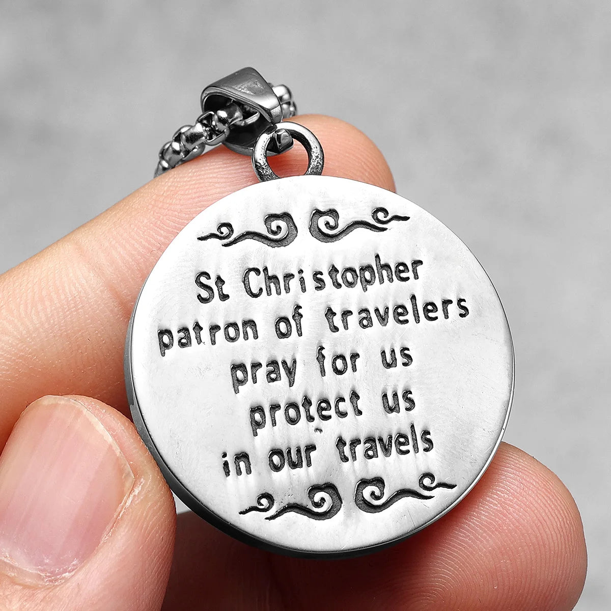 St Christopher Necklace Pray Pendants 316L Stainless Steel Powerful Amulet Men Chain Rock Retro for Biker Male Jewelry Xmas Gift