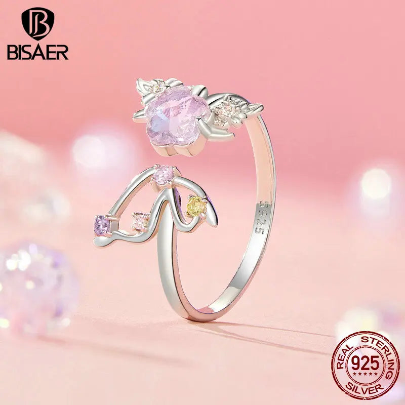 BISAER Bague ouverte en argent sterling 925 en forme de papillon - Taille réglable : 5 à 9 - Plaqué or blanc - Pour femme - Bijou de fête