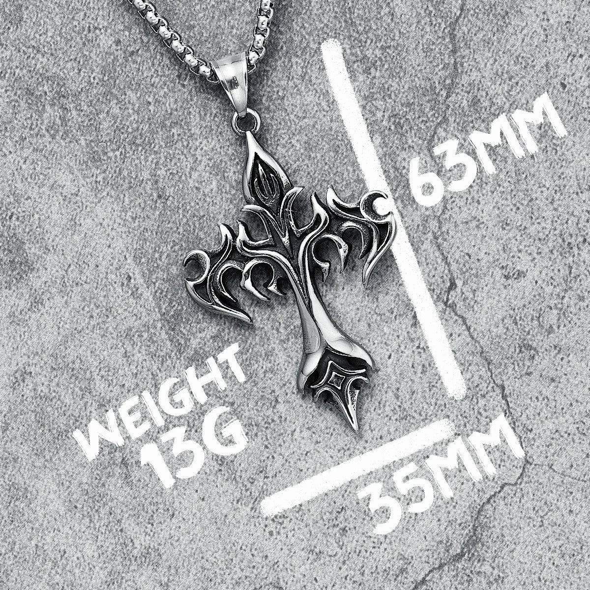 Flame Cross Men Necklaces Fire Blaze 316L Stainless Steel Pendant Chain Religion Rock Punk Rap for Biker Male Jewelry Best Gift