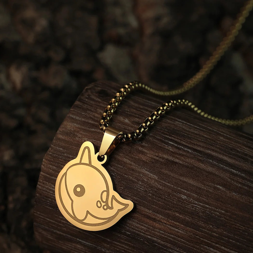 Kinitial New Trendy Kawaii Narwhal Rubber Pendant Necklace For Men Cute Animal Necklace Chain Accessory Party Jewelry