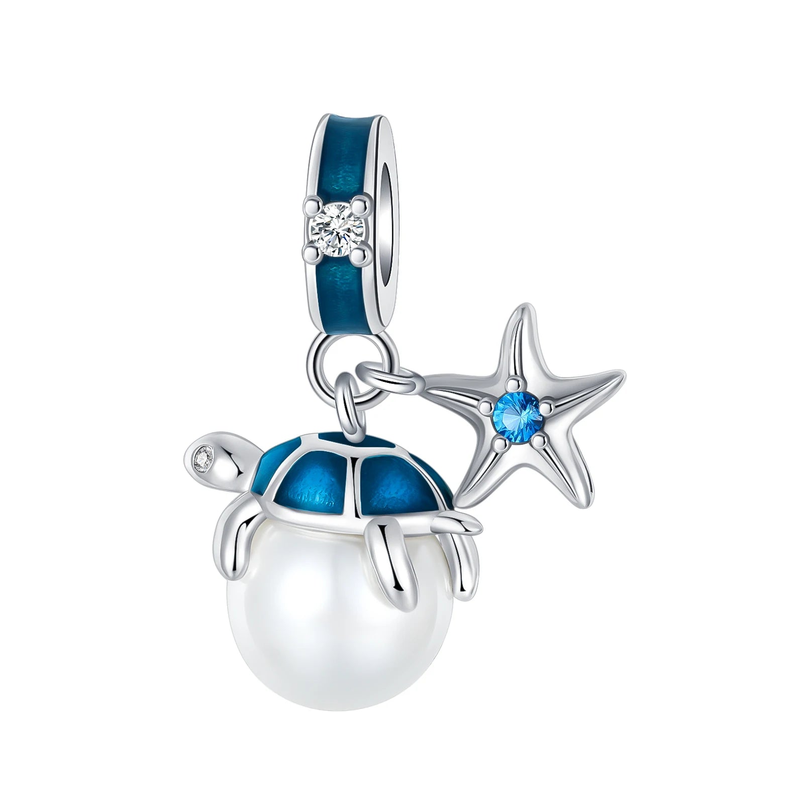 New 925 Sterling Silver Shell Sea Star Turtle Ocean Series Pendant Fit Original Pandora Bracelet Snake Chain Beaded Women Gift