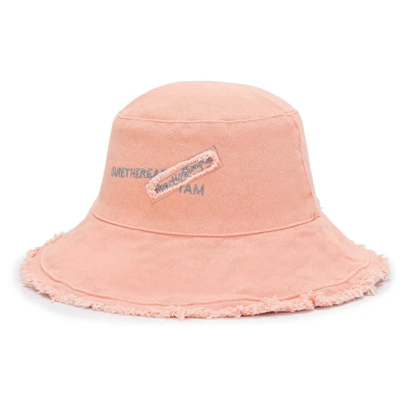 Men's Raw Fringed Bucket Hat Bob Summer Kpop Cloth Label Panama Hat for Women Hip Hop Caps Outdoor Sun Fishing Fisherman Hat