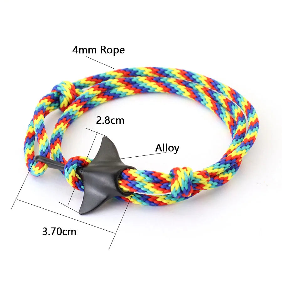 Noter New Marine Manta Bracelet For Men Multilayer Adjustable Rope Braclet Homme Beach Leisure Accessories Nautical Braslet