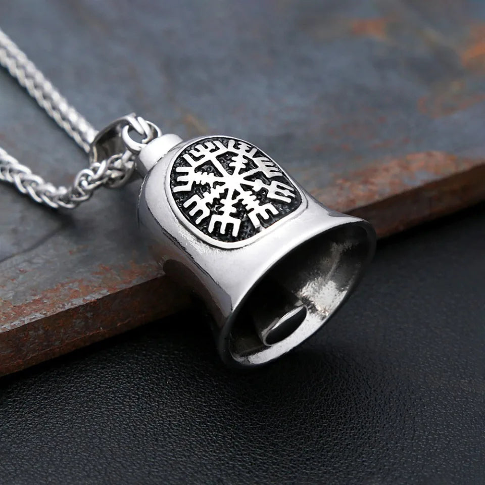 Vintage Fashion Stainless Steel Charm Riding Bell Pendant Necklaces For Men Motorcycle Rock Party Amulet Jewelry Gifts Wholesale