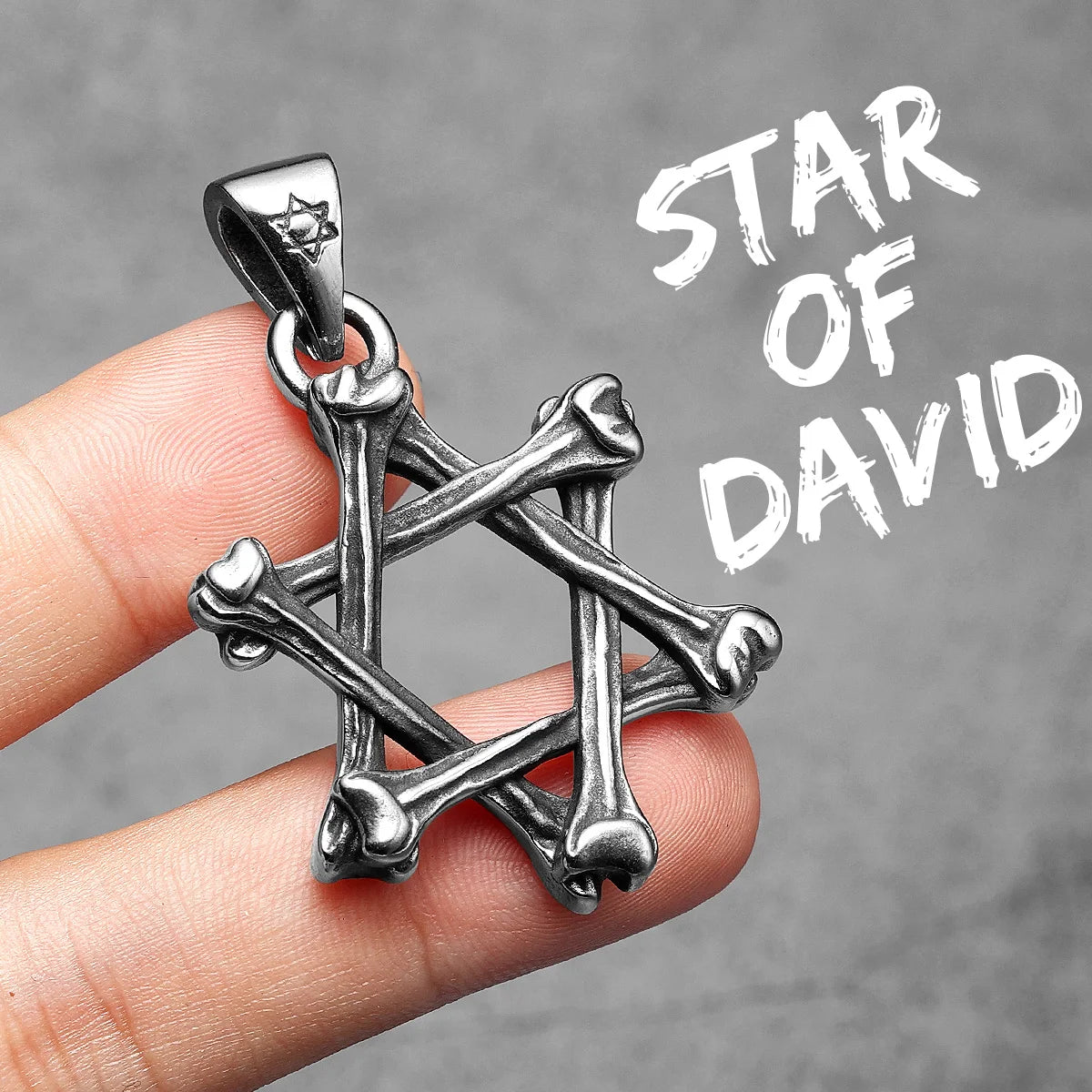 Six-pointed Star of David Necklaces Bones Pendants 316L Stainless Steel Men Chain Rock Punk for Male Jewelry Xmas Gift Wholesale