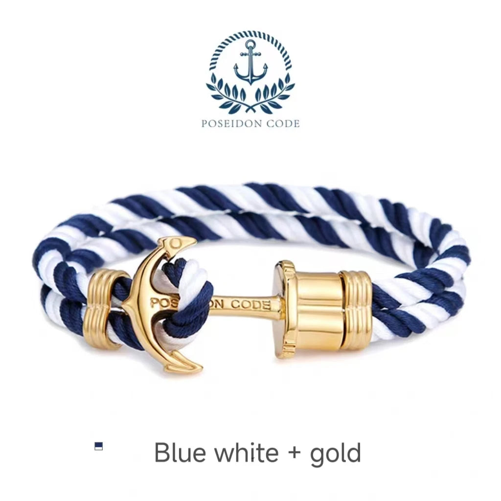 woman Stainless Steel Anchor Bracelet European and American Fashion Couple Bracelet Navy Men Personalized Nylon rope Jewelry