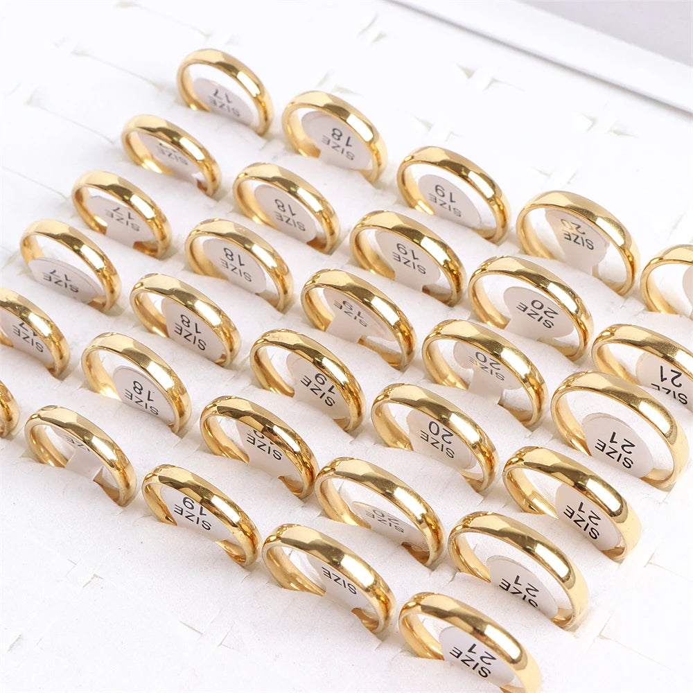 Wholesale 100Pcs/Lot Arc Stainless Steel Rings Jewelry For Women Men Wedding Colorful Party Gift Width 4/6/8MM