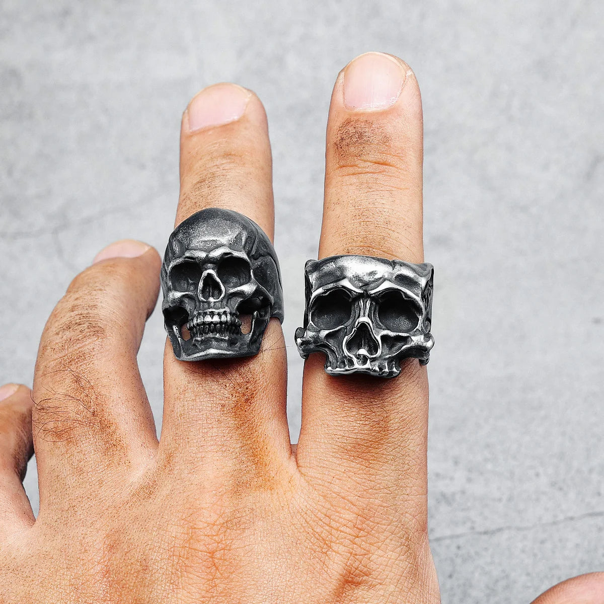 Broken Skull Men Ring 316L Stainless Steel Cranium Hyperbolic Rock HipHop Party for Biker Rider Male Boyfriend Jewelry Best Gift