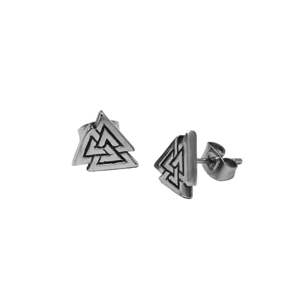 Norse Viking Rune Earrings Studs Stainless Steel Jewelry Odin's Symbol Signet Celtic Knot Mens Earring SJE370220A