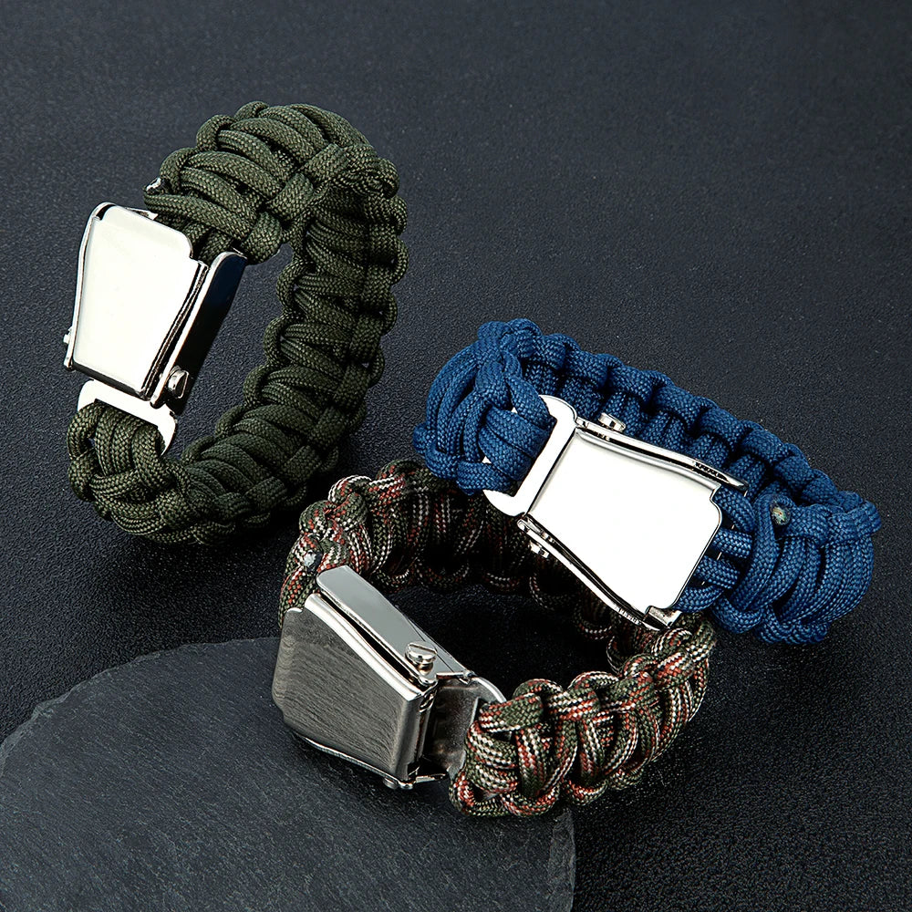 MKENDN Survival Bracelet Outdoor Camping Rescue Emergency Paracord Bracelet Stainless Steel Safety Belt With Airplane Pilot Gift