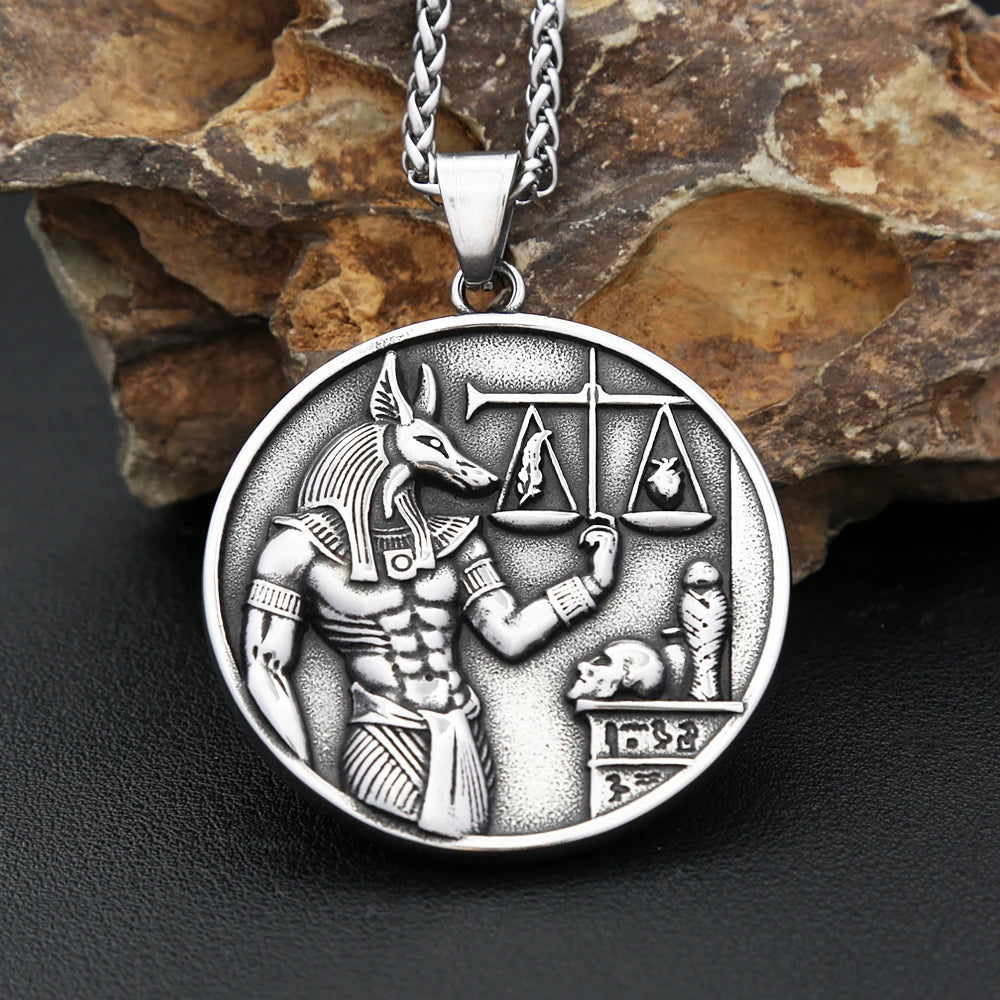 New Vintage 316L Stainless Steel Lucifer With Anubis Pendant Necklaces For Men Women Egypt Mythology Jewelry Gifts Dropshipping