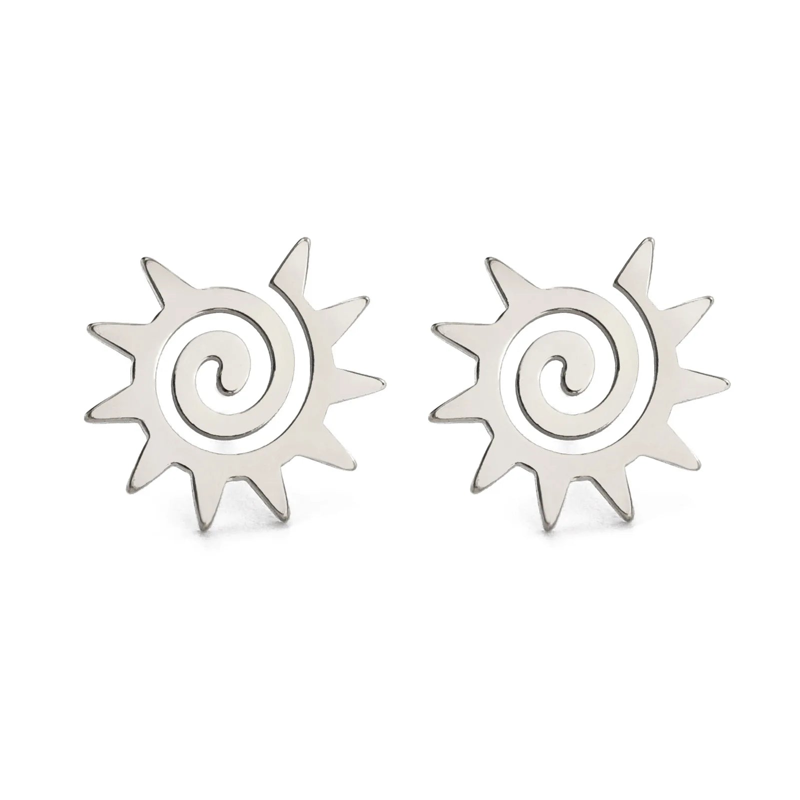 HIPEE Cute Spiral Sun Stud Earring Stainless Steel Mini Sun Weather Earrings For Women Girls Fashion New Ear Piercing Jewelry