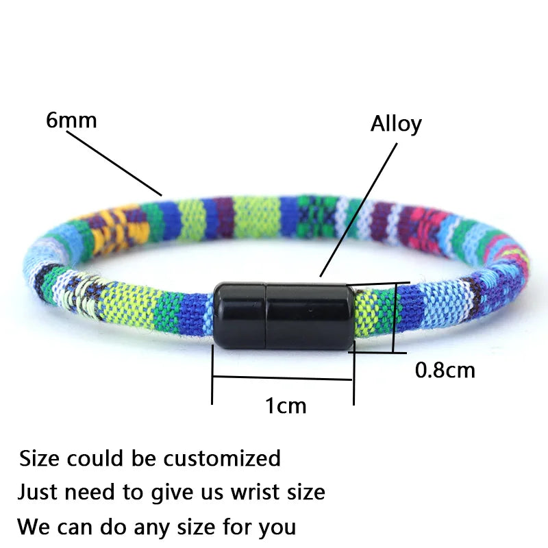 Noter Mens Bohemian Cord Chain Bracelet Tissu 6mm Thread Fabric Braslet Ethnic Braclet Homme Leisure Accessories Beach Jewelry