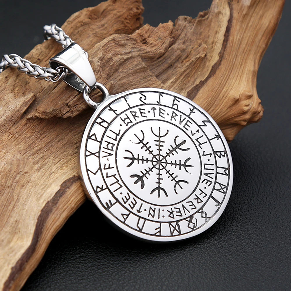 Classic Vintage Stainless Steel Viking Tree Of Life Necklace For Women Men Nordic Runes Pendant Amulet Scandinavian Jewelry Gift