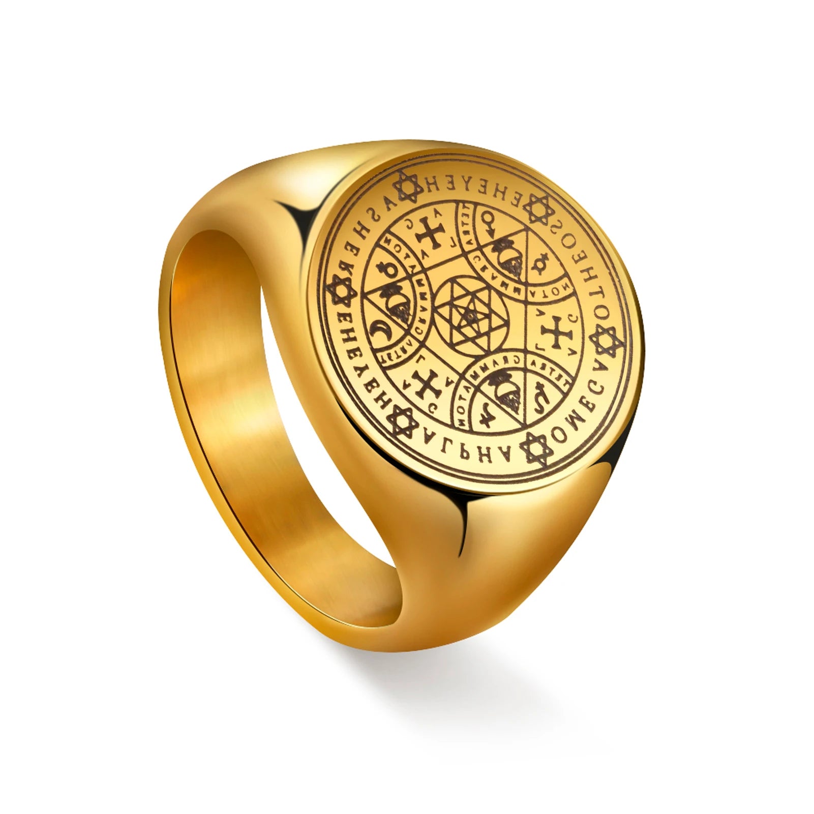 Bague d'ange magique énochienne Dreamtimes pour homme Salomon Kabbale Protection Amulette Acier inoxydable Hexagramme Triangle Bijoux religieux