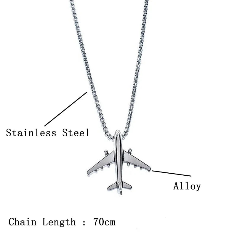 Noter New Trendy Men Airplane Necklace 28 Inchs Long Collar Hiphop Rock Pendant Colar Masculino Male Accessories Boyfriend Gift