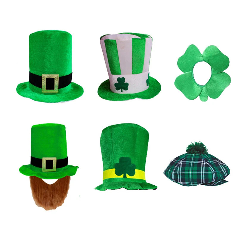 Déguisement fantaisie irlandais pour la Saint-Patrick, chapeau à motif trèfle de lutin