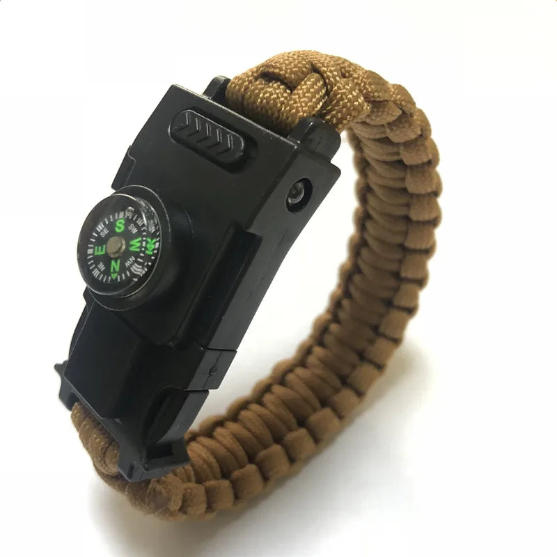 Emergency Paracord Rope Led Light Survival Bracelet Outdoor Multifunction SOS Rescue Survival Bracelet Compass Sport Whistle