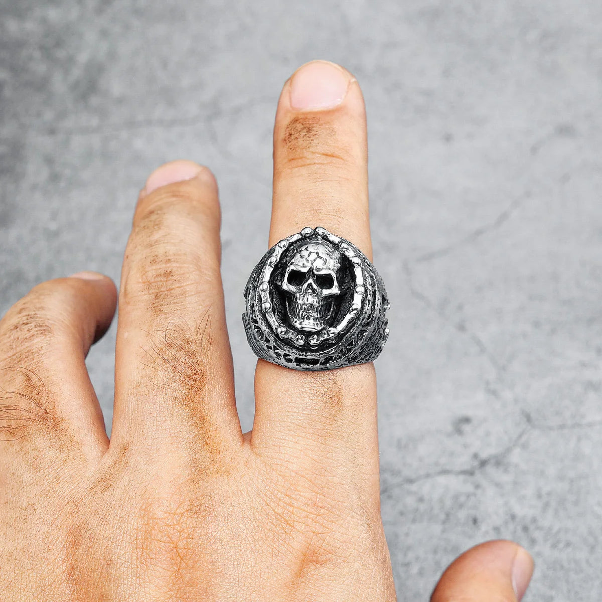 Ghost Rider Men Rings 316L Stainless Steel Retro Punk Skull Rock Party for Biker Male Boyfriend Jewelry Best Gift Dropshipping