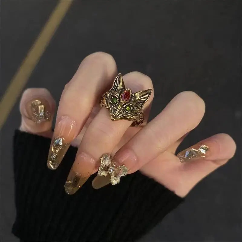 Niche Retro Design Personality Fox Opening Adjustable Ring Ladies Sexy Charming Temperament Party Jewelry Accessories