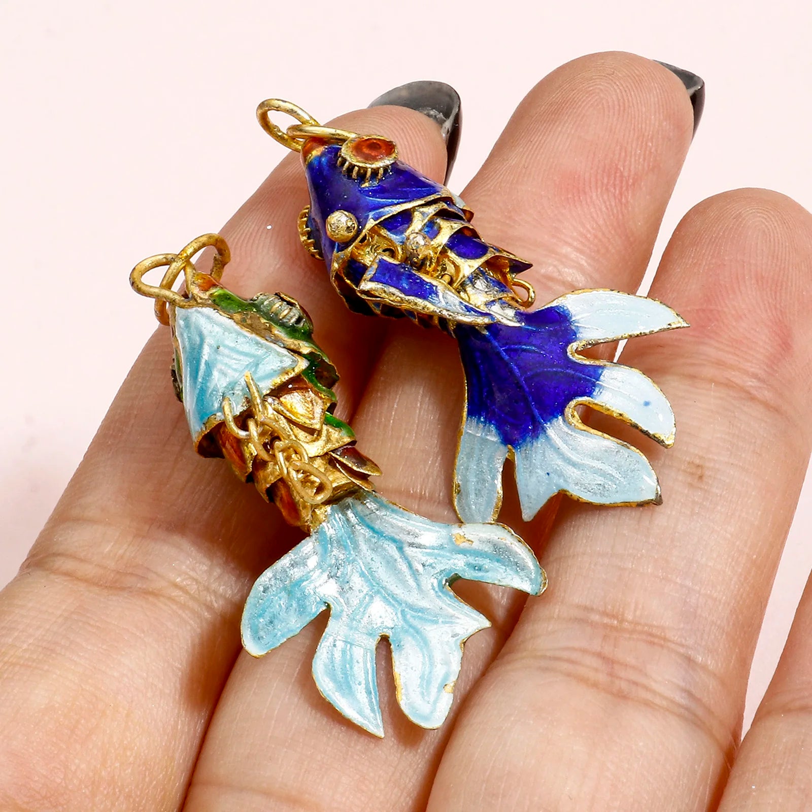 1pc Copper 3D Fish Charms Movable Pendants Multicolor Gold Plated Ocean Jewelry Charms For Diy Necklace Bracelet Making Supplies