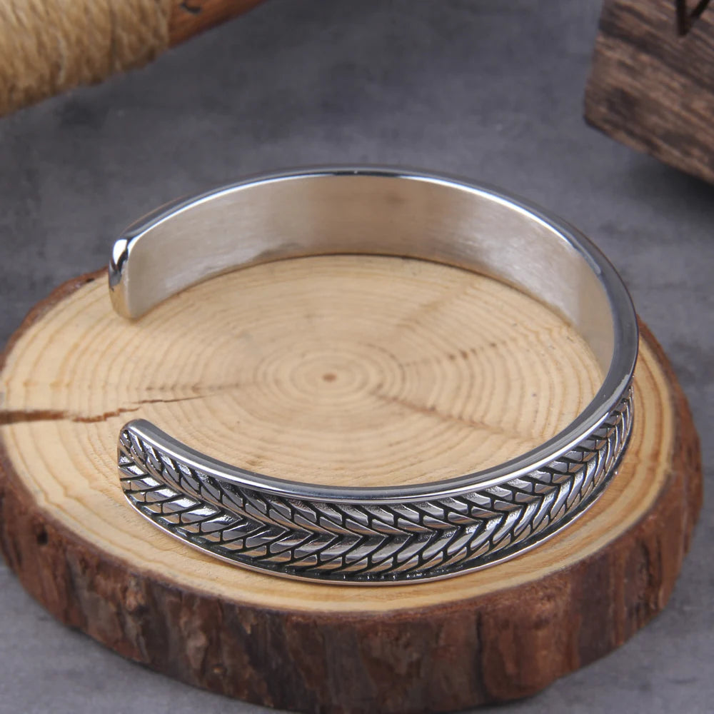 Fashion Simple Stainless Steel Cuff Bracelets For Men Women Charm Wheat Style Bracelet Jewelry Wedding Party Gifts Adjustable