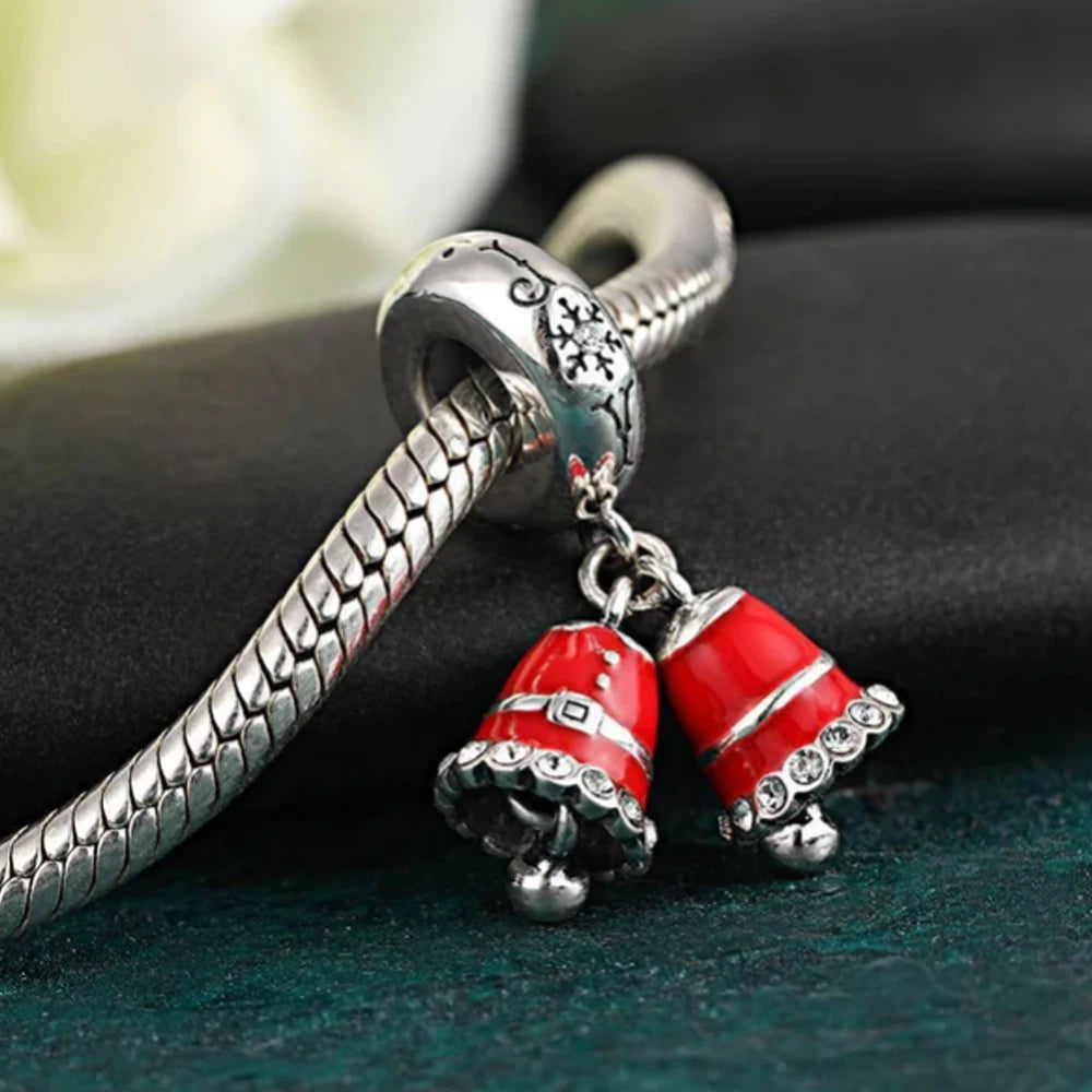 2022 Noël Nouvelle 925 Sterling Silver Charm Santa Elk Cloches Bonhomme de Neige Pandora Perle fit Bracelet Original Pour Femmes Bijoux DIY