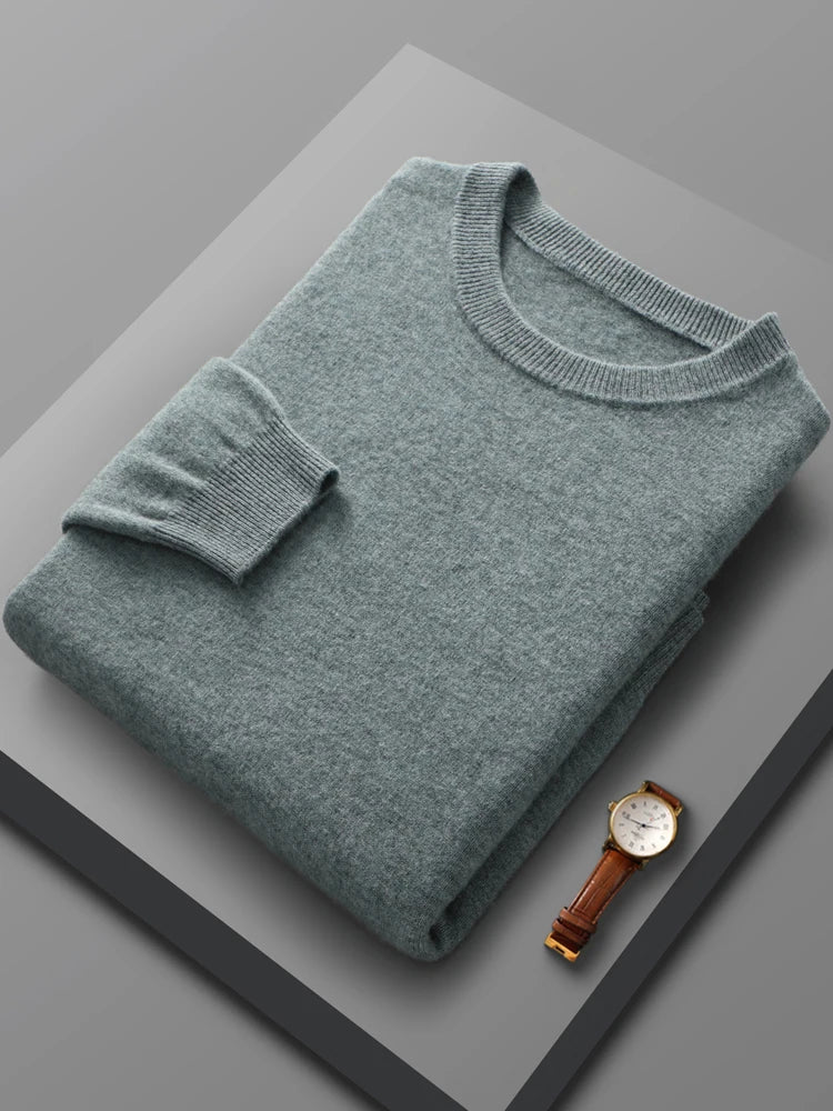 Spring Autumn 100% Merino Wool Pullover Sweater Men O-neck Long Sleeve Cashmere Knitwear Pullover  Female Clothing Grace Tops