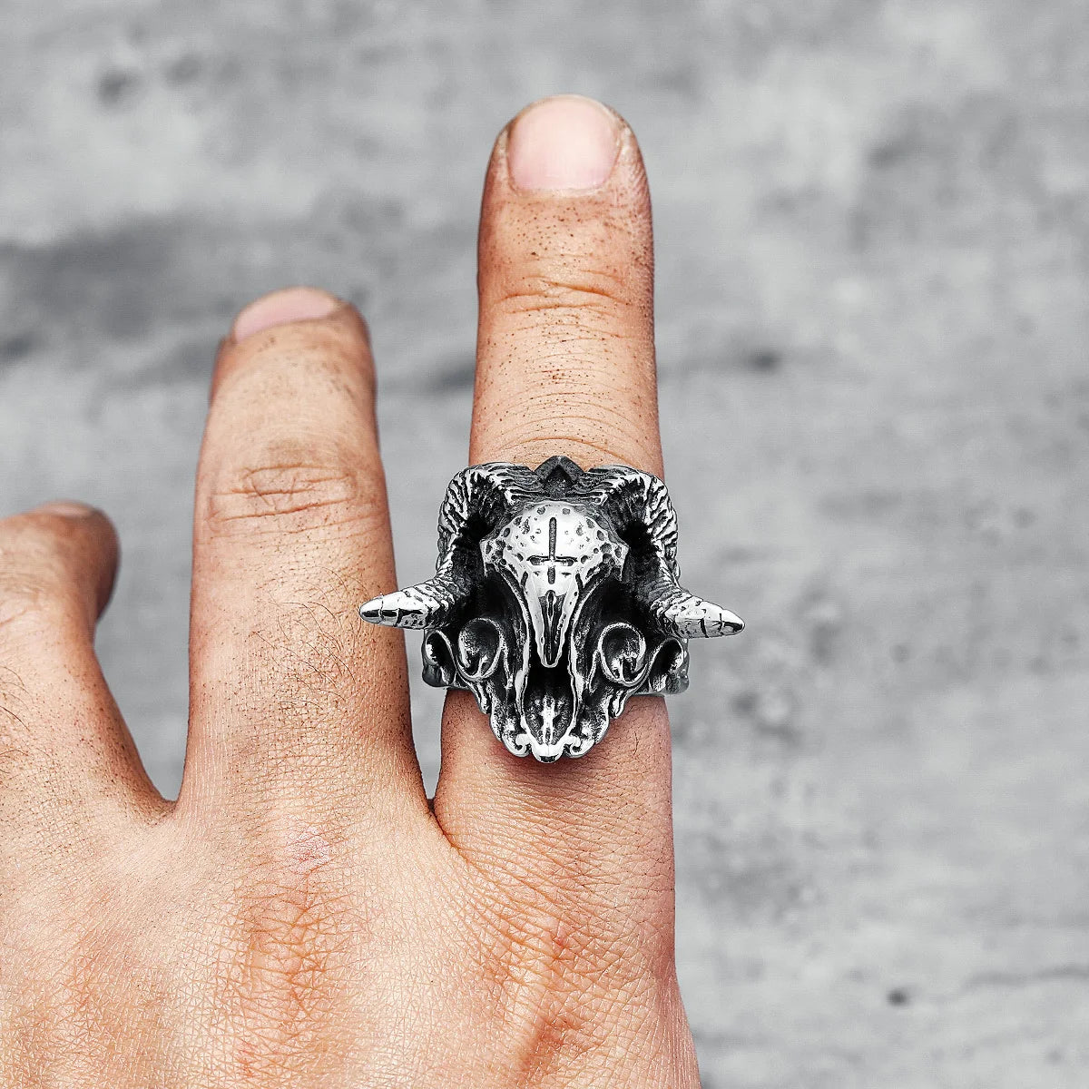 Punk Goathorn 316L Edelstahl Männer Ring Übertreibung Tier für Männlich Freund Biker Reiter Schmuck Klassiker Geschenk Dropshipping