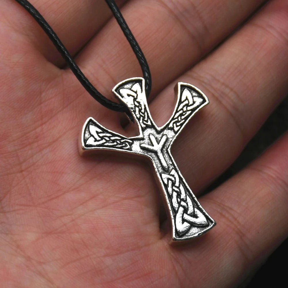 Norse Viking Branches Runes Pendan Algiz Celt Knot Rune Jewelry Amulet Talisman Pendant Necklace Men