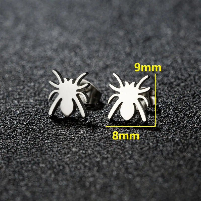 Cartoon Stainless Steel Stud Earrings Gingerbread Man Deer Spider Ghost Earings for Women Christmas Piercing Jewelry 2024