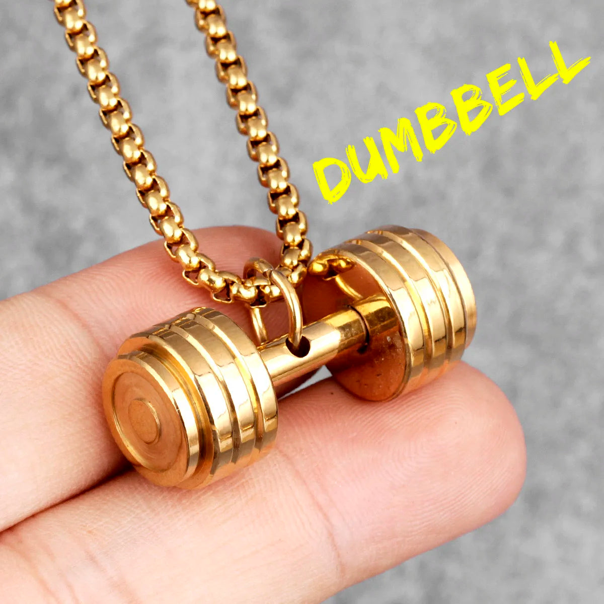 Dumbbell Men Necklaces 316L Stainless Steel Go Fit Pendant Fitness Muscles Bodybuilding Chain Punk Rock for Rider Jewelry Gift