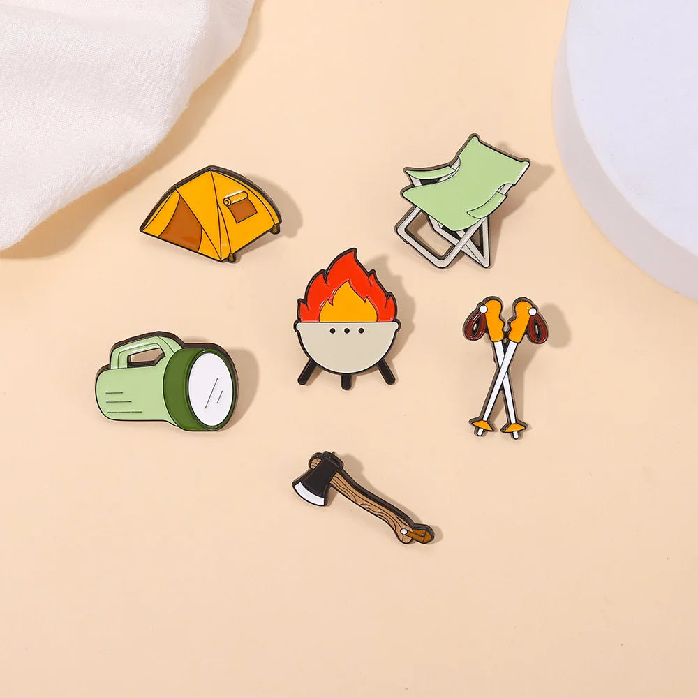 Outdoor Adventure Enamel Pin Wild Camping Hiking Mountain Starry Night Brooches Lapel Backpack Badge Jewelry Gifts For Friends