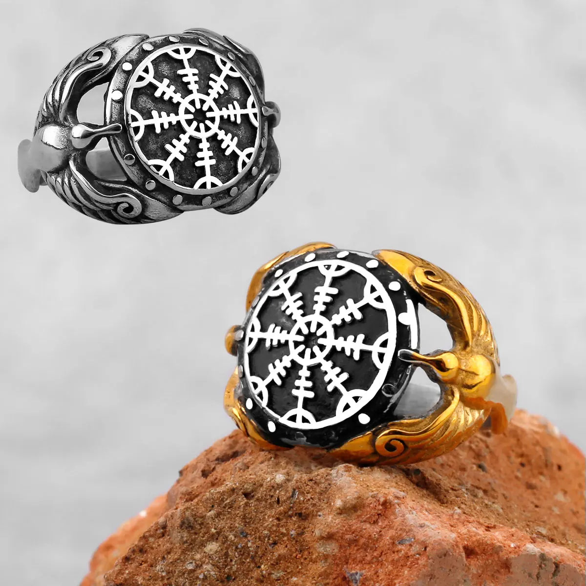 Anillo amuleto vikingo vintage de acero inoxidable con brújula nórdica, runas, anillos para hombres y mujeres, joyería de varios estilos para adolescentes, regalo para novio