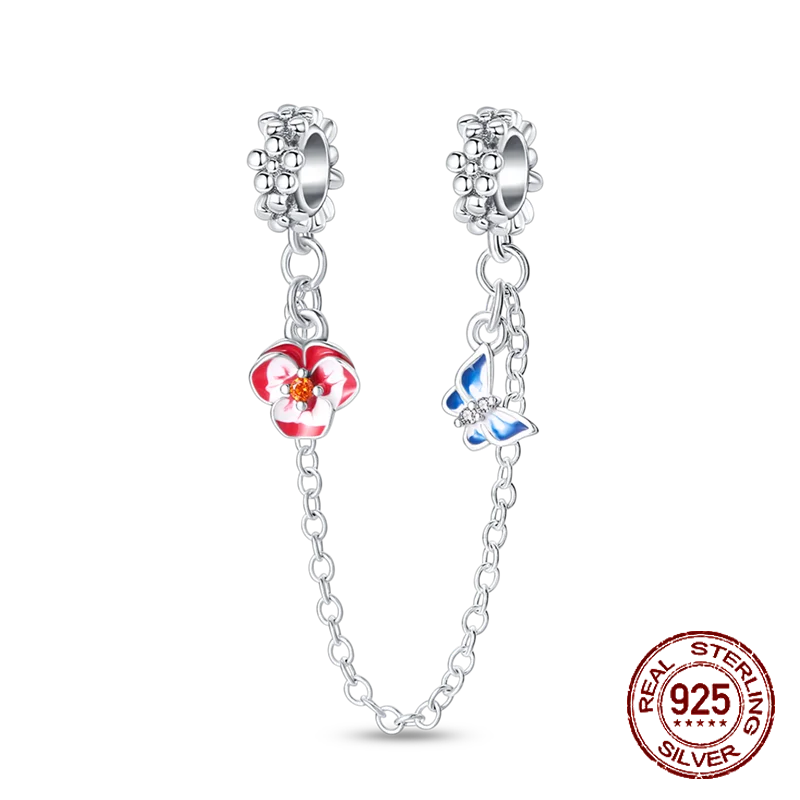 Hot Sale 100% 925 Sterling Silver Charm Flower Butterfly Bead Fit Original Pandora Charms Bangles Making For Women DIY Jewelry