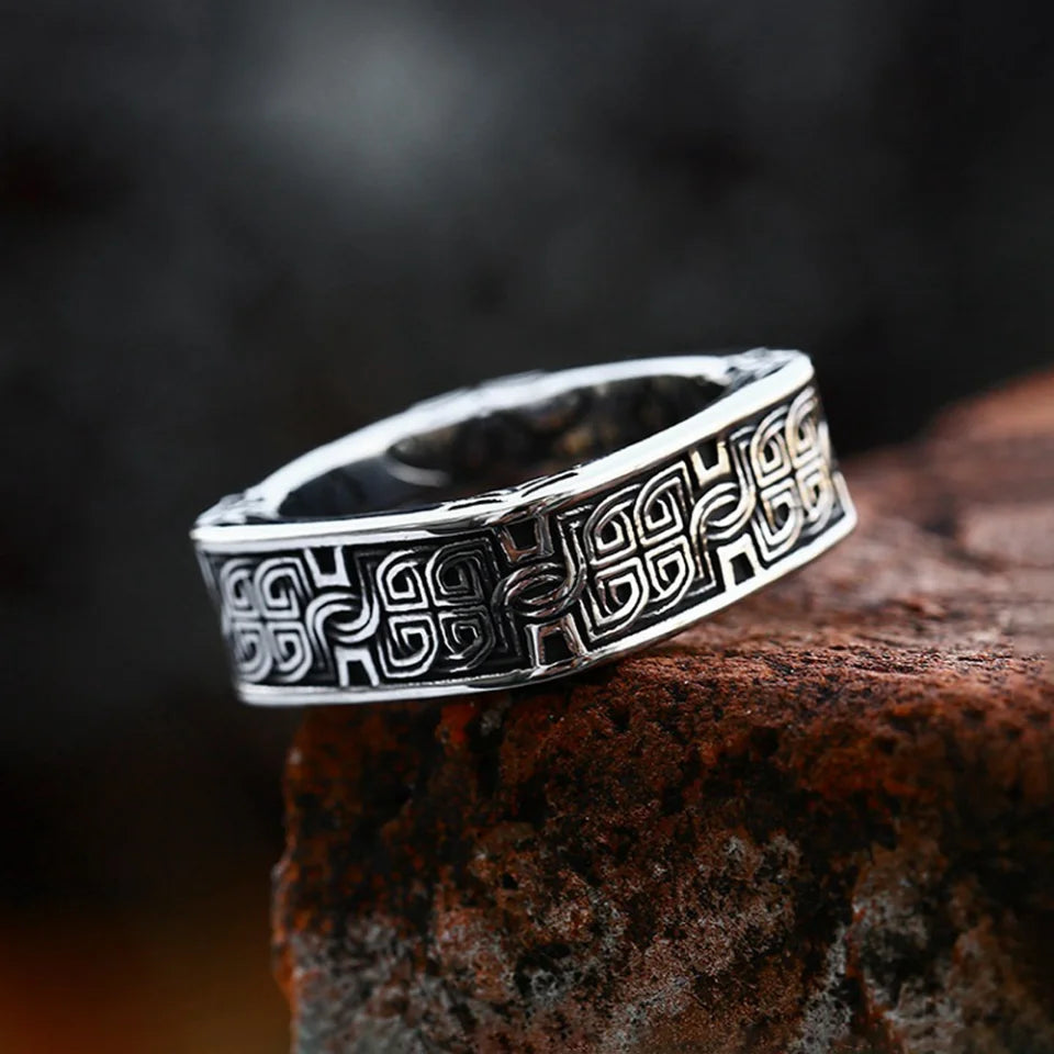 Einfache Vintage Viking Runes Ringe Für Männer Frauen Edelstahl Punk Biker Floral Muster Ring Mode Schmuck Geschenk Dropshipping