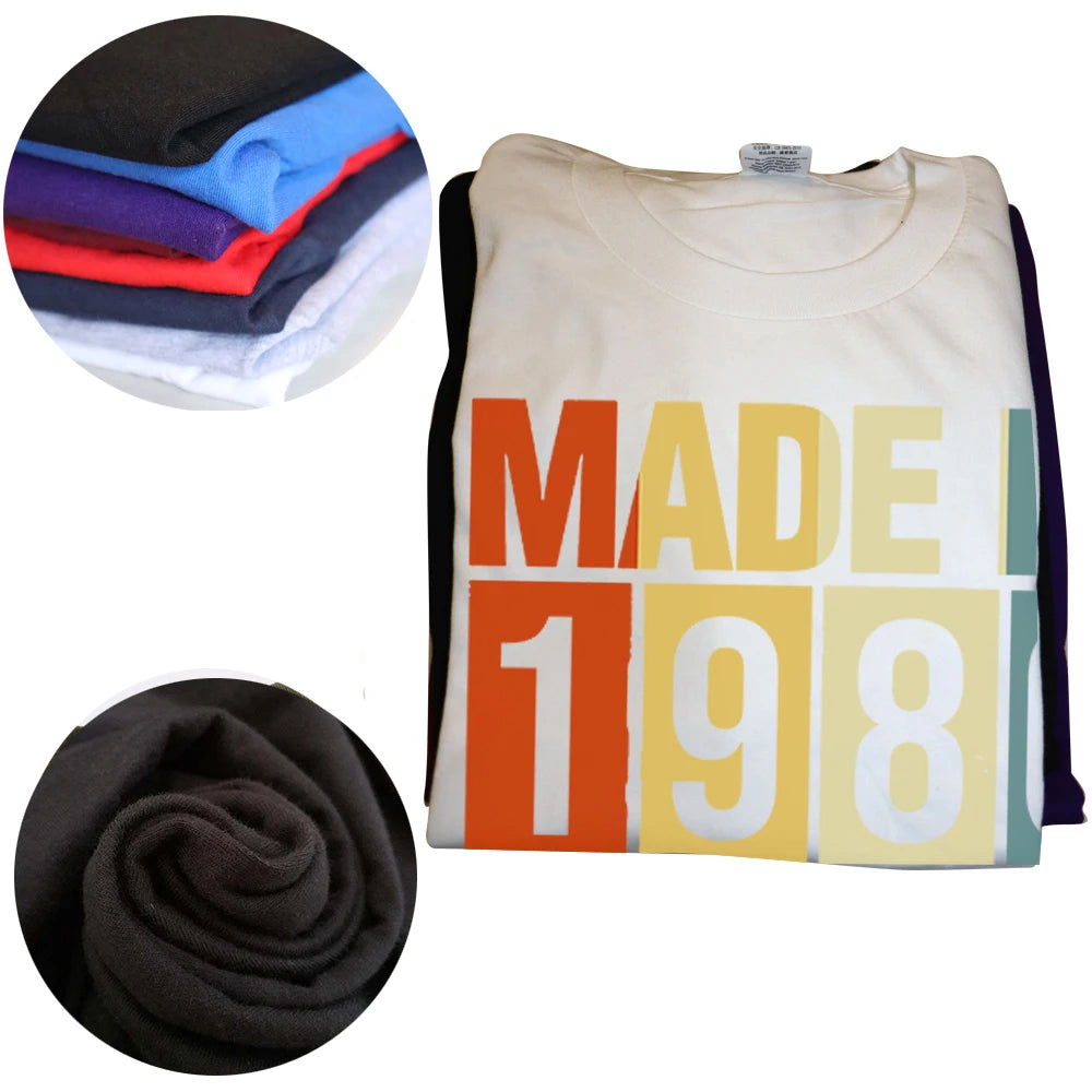 Made in 1980 Birthday Gifts 44 Year Old 44th Bday Present T Shirt Men Printed T-shirt Fashion Short Sleeve Anniversary Tee Tops