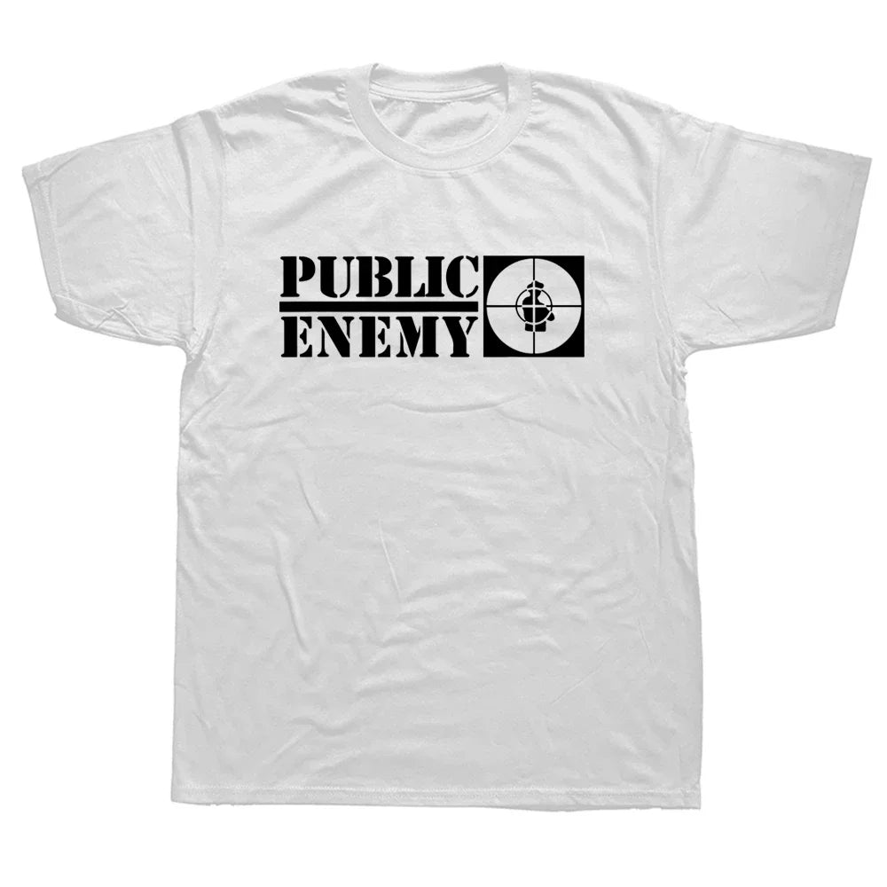 Camiseta divertida de estilo veraniego de 2024 con el equipo de rap estadounidense Public Enemy, camiseta de algodón con gráficos, camisetas casuales de hip hop con manga corta y música