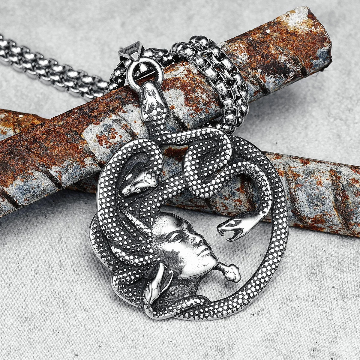 Medusa Snakes Pendants Men Ancient Greek Necklaces 316L Stainless Steel Chains Rap Rock Punk for Friend Male Jewelry Best Gift