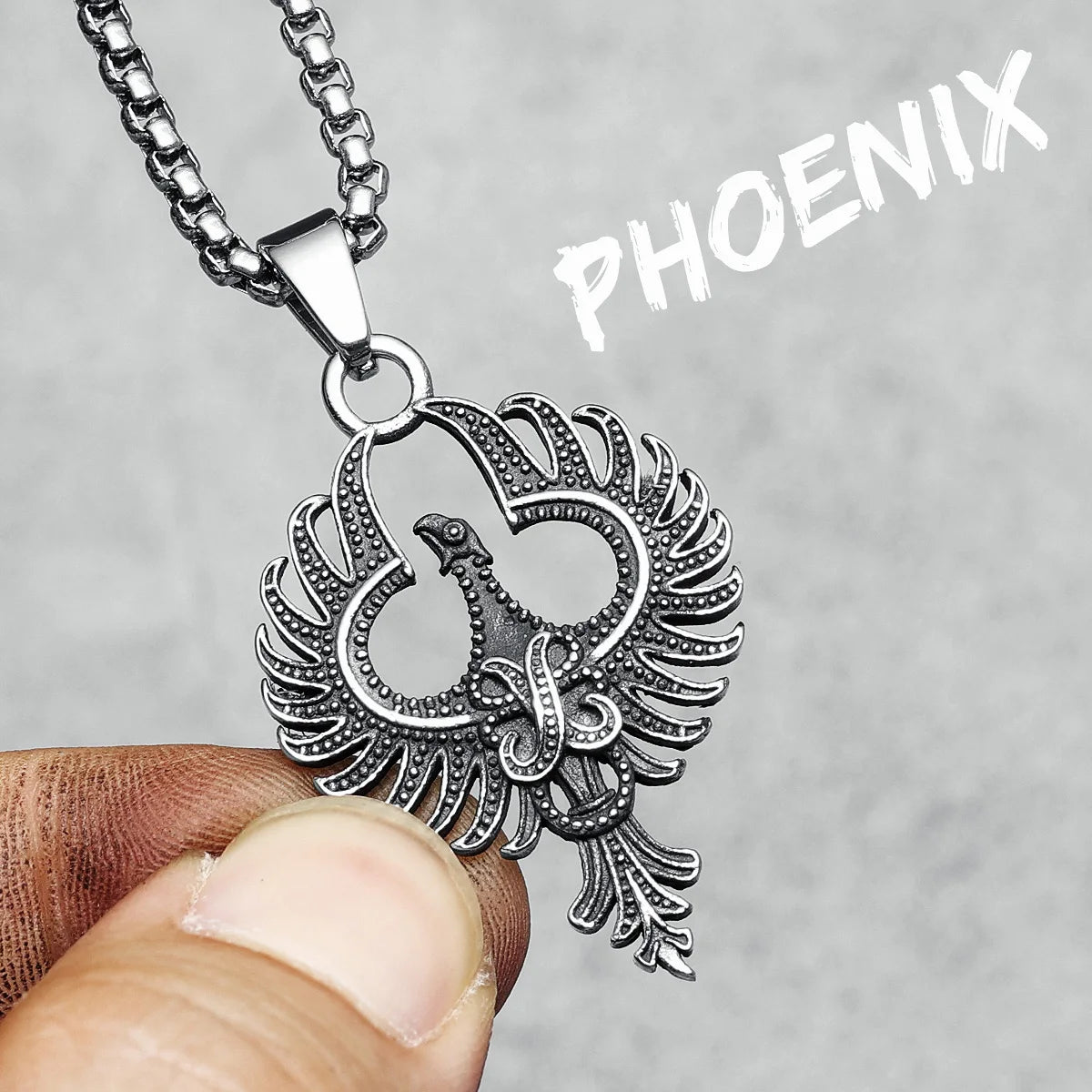 Phoenix Totem Pendants Runes Men Necklaces 316L Stainless Steel Amulet Chain Rock Punk for Friend Male Jewelry Gift Dropshipping